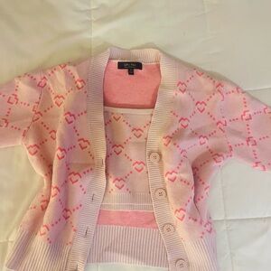 Charming Pink Heart Cardigan by Girl Fox